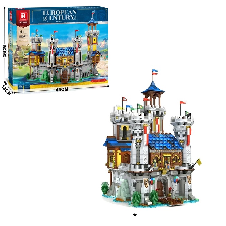 Model de asamblare, Castel medieval, caracteristici interactive, dimensiune mica, cu cutie