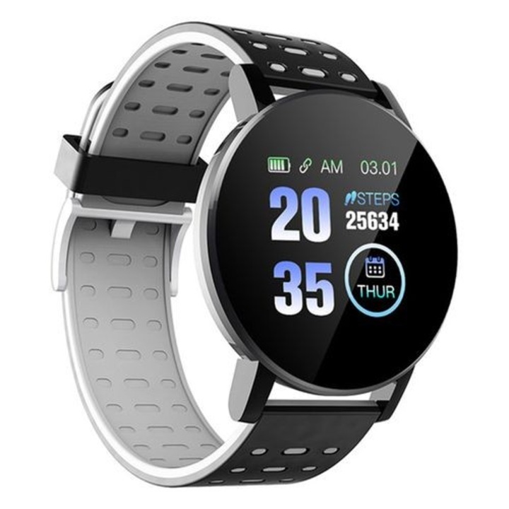 Bratara fitness R2 Smartband 119 Plus, Bluetooth 4.0, rezistenta la apa, rosu-negru, 1.3 inch