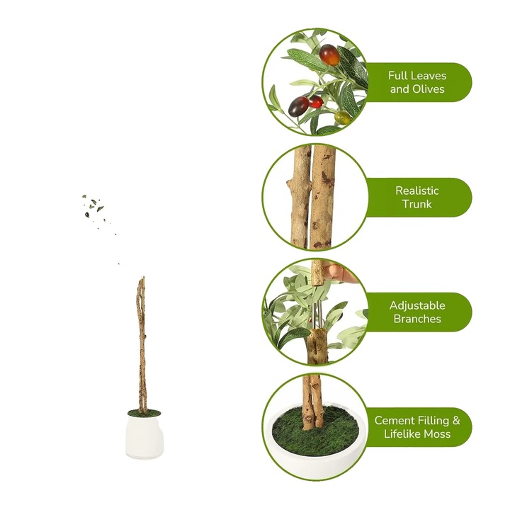 Planta artificiala maslin, 1 set, 180cm, design realist, decor interior/exterior