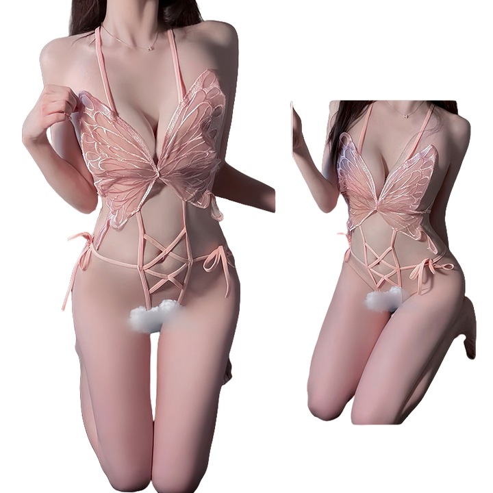 Costum erotic, stil fetita, despicat, roz. one size