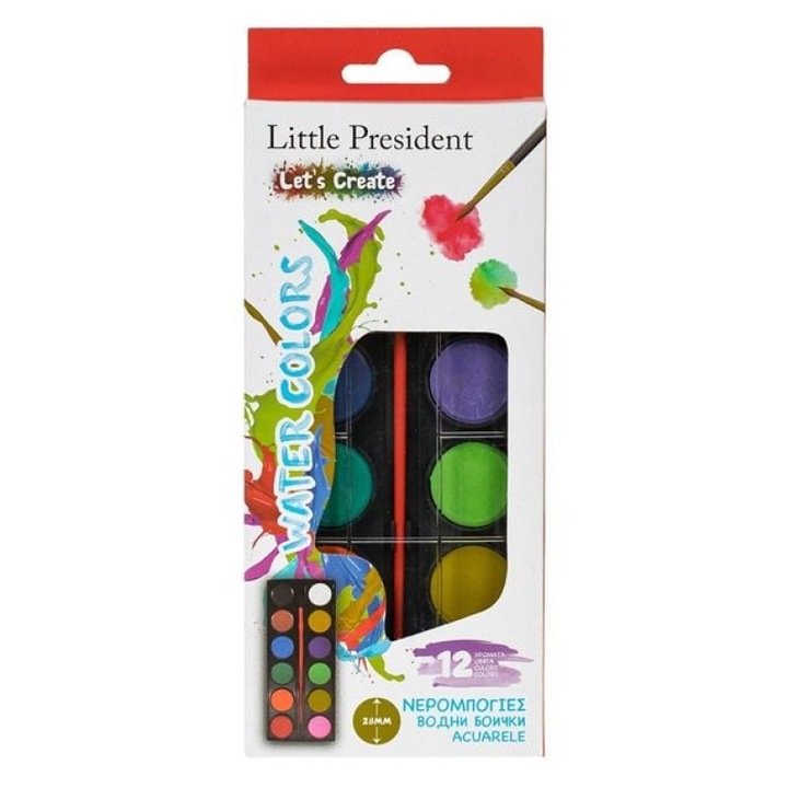 Little President ecset és paletta 12 akvarellfestékkel 10x1, 8x21, 5cm