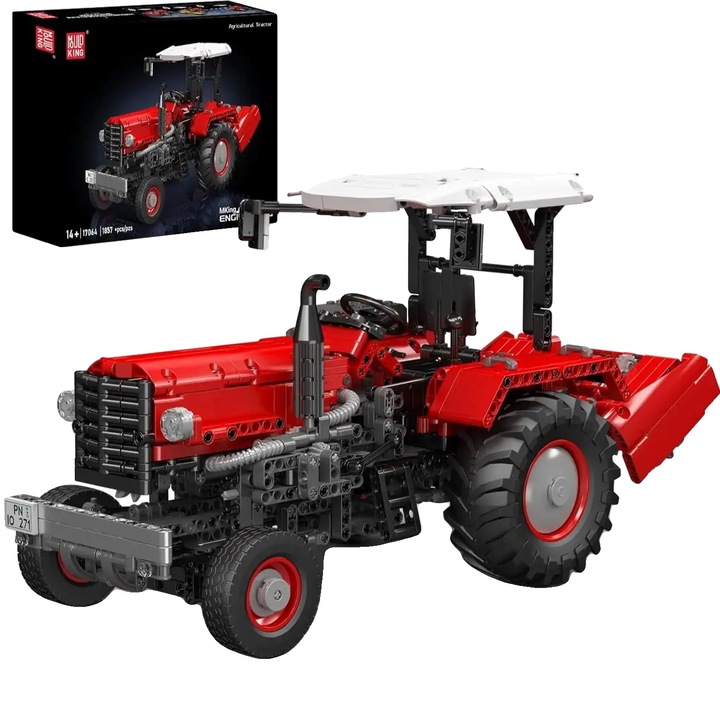 Селскостопански трактор с дистанционно управление, функционална механична система, сменяеми аксесоари, оригинална кутия, 43x21.7см