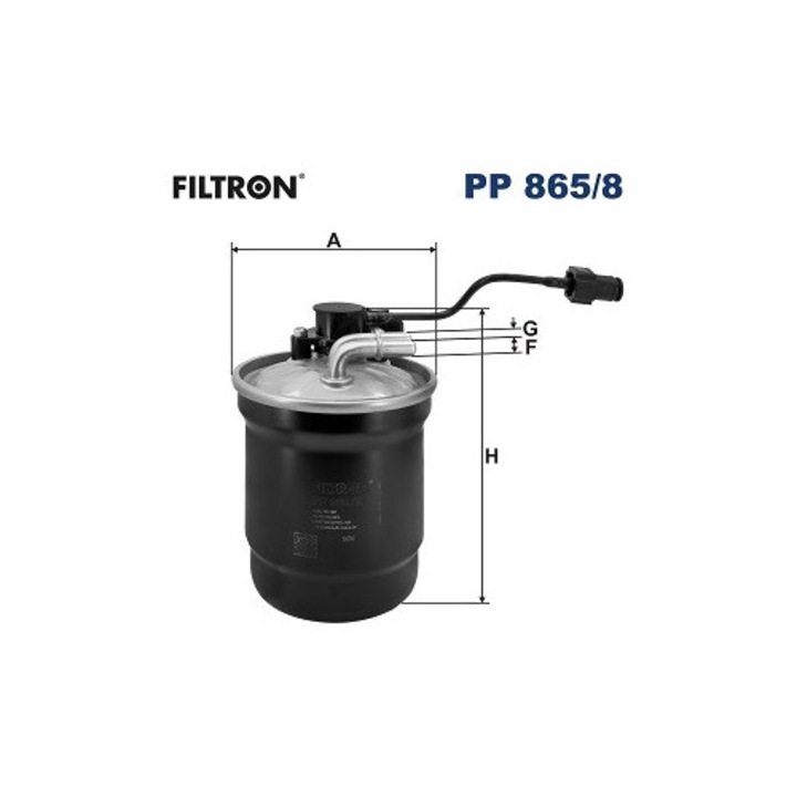Горивен филтър FILTRON, 162x112мм, 9мм вход, 8мм изход
