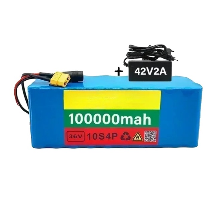 Литиева батерия 100Ah, XT60-DC-100AH, 36V, лек дизайн, за електрически велосипеди и тротинетки