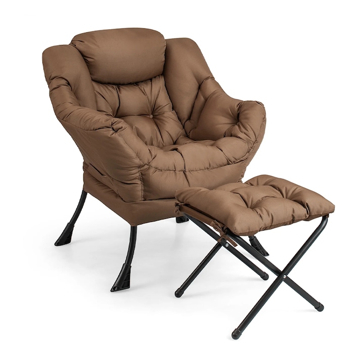 Fotoliu relax Timeless Tools, cu suport pentru picioare, Maro