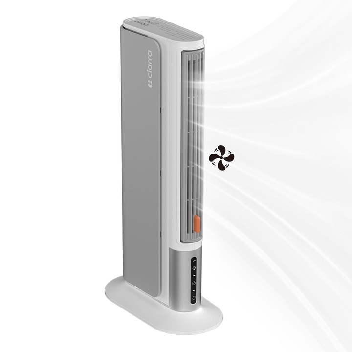 Irodai hősugárzó 2in1 Ciarra, fűtés/ventiláció, 3 sebességfokozat, automatikus kikapcsolás, akár 6 m²-es helyiségekhez, időzítő, vékony kialakítás, 400 W, szürke