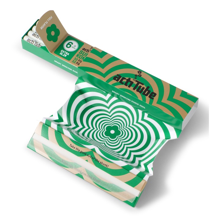 Set Actitube SuperKombo, 32 filtre 6mm cu carbon activ, 32 foite King Size 110mm, tavă de rulat pliabilă