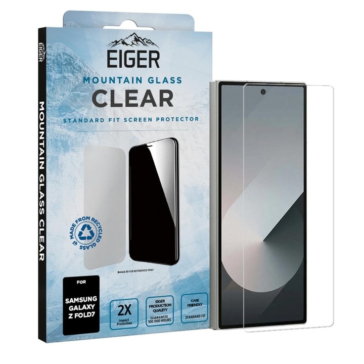 Folie Sticla Eiger Mountain Glass GRS commpatibila cu Samsung Galaxy Z Fold7 Clear