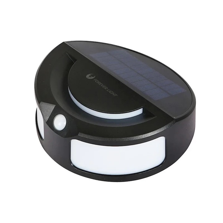 Lampa solară LED Plastrol T-70222, 6W, 300lm, culoare neagră, IP65