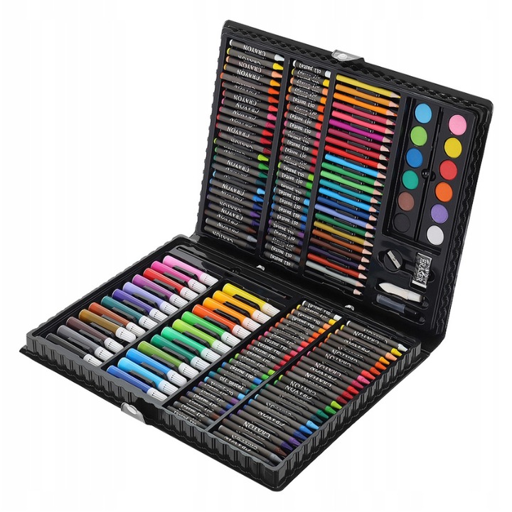 Set de pictura si desen R2 Invest, 168 elemente, culori diverse, valiza portabila
