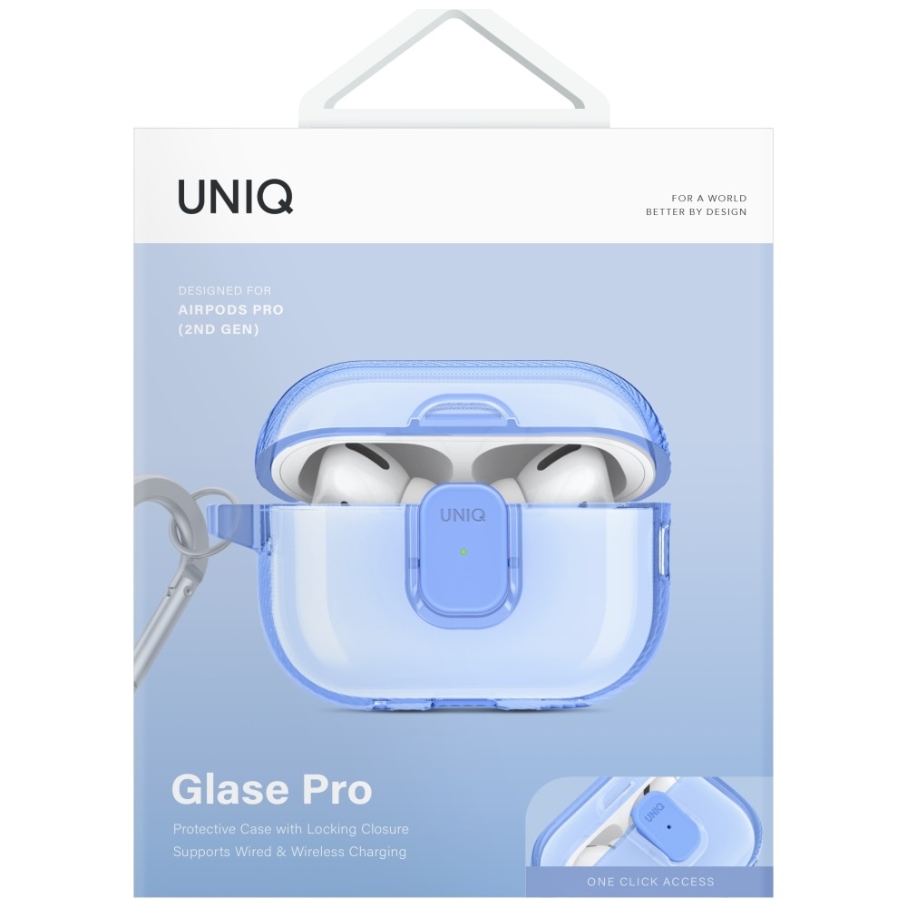Калъф Glase Pro Lock Case за AirPods Pro 2, UNIQ, син, TPU