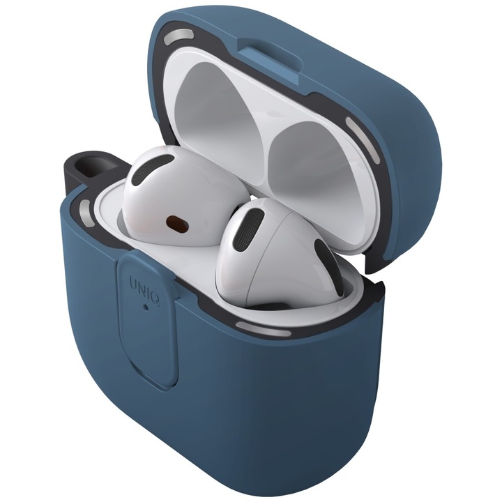 Carcasa Uniq Clyde Lock compatibila cu Apple AirPods 4, Albastru