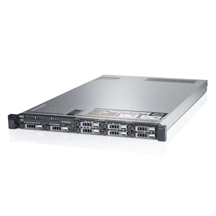 Сървър Dell PowerEdge R620 1U, 2x Xeon E5-2640 v1 6C/12T 2.5–3.0GHz, 64GB DDR3L ECC 1600MHz, RAID H310 MiniMono, 2x 1TB SAS 7.2K HDD, Quad-Port 1GbE, 2x 750W Platinum PSU, 2 години гаранция
