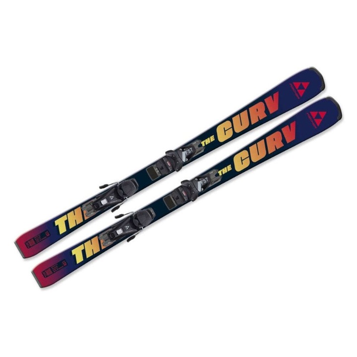 Schii Fischer Curv Junior JRS + legaturi FS7 GW CA JRS 130-150 cm, usor de manevrat, albastru