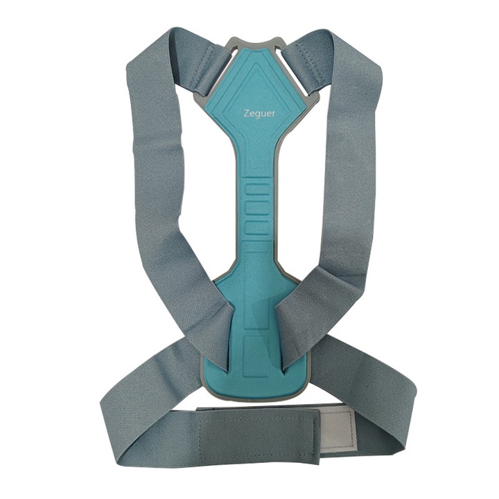 Corector de postura pentru copil, Zeguer, pentru indreptare spate, coloana si umeri, marime reglabila, Albastru/gri