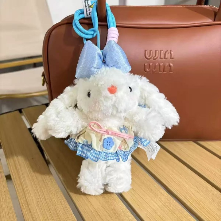 Breloc iepure cu urechi, albastru, 19cm, decoratiune rucsac