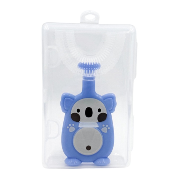 U-alakú elektromos fogkefe 2-6 éves gyermekeknek, koala mintás, rózsaszín, tokkal
