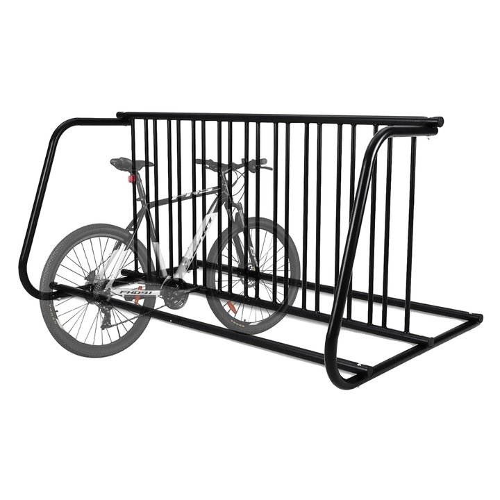 Kerékpártároló állvány, 10 kerékpár kapacitású, dupla kialakítású, 155x68x75cm, ötvözött acél anyag, könnyű telepítés
