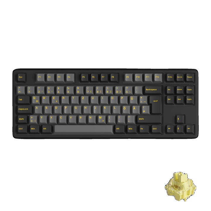 Tastatura mecanica, V3 Pro, iluminare RGB, 87 taste, galben crem