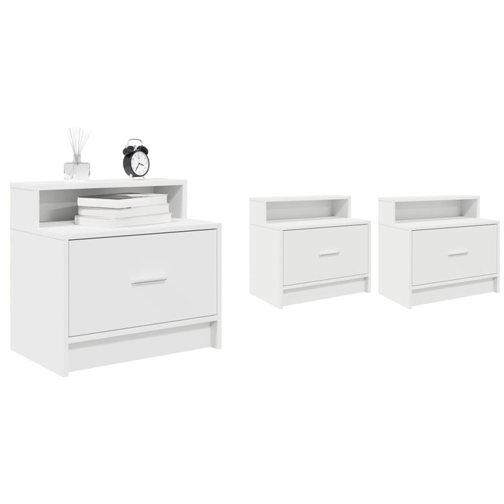Noptiere cu sertar 2 buc Alb 51x31x47 cm