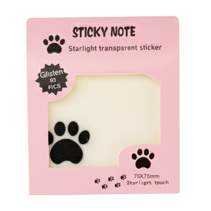 Прозрачни лепящи листчета със звезди, голям модел котешка лапа, самозалепваща хартия за бележки, 50 листа на тефтерче, за бележки и отметки, основни за началото на училище