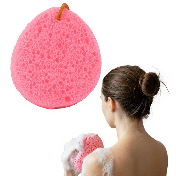 Гъба за баня тип пчелна пита, ексфолираща гъба за душ и гръб, 1 брой, розова, за почистване на кожата, аксесоар за баня за лична хигиена