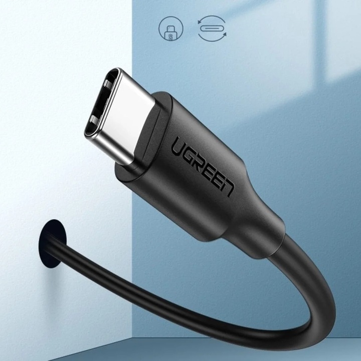 Кабел за данни USB към Type-C, PD18W, 3A, 1м - Ugreen - Бял