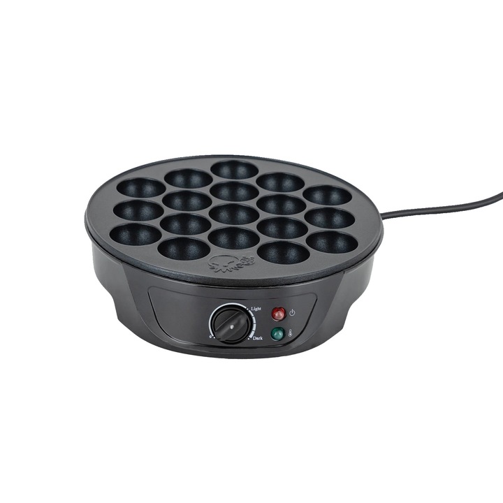 Takoyaki serpenyő, 18 lyuk, alumínium, fekete, 750W