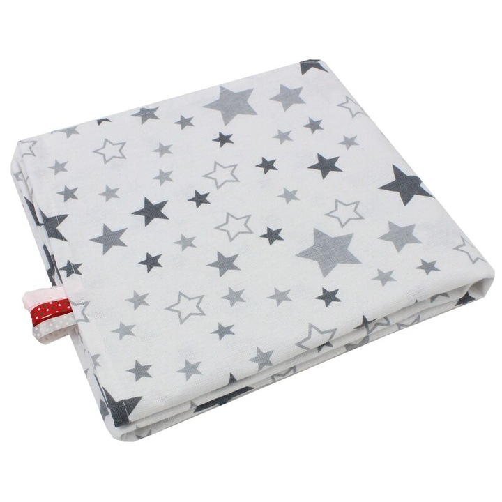 Paturica flanel bumbac, stelute gri, 80 x 100 cm