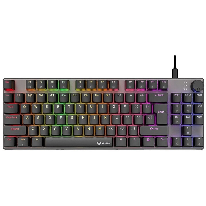 Meetion MK008Pro vezetékes mechanikus gamer billentyűzet, 352 x 125 x 40 mm, RGB világítás, fekete