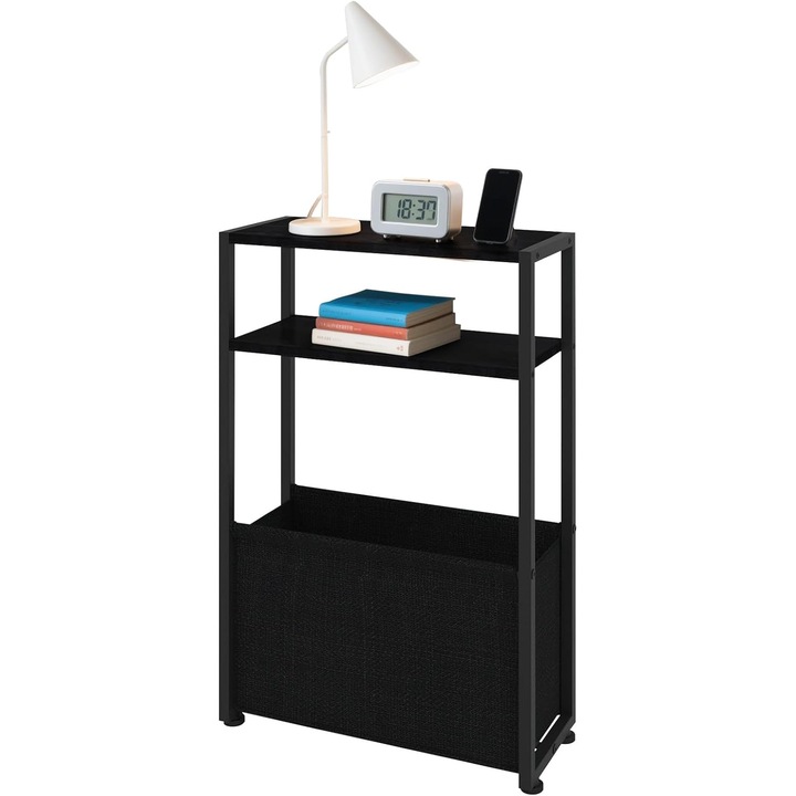 Masă de margine neagră, 3 straturi, 40x65x50 cm