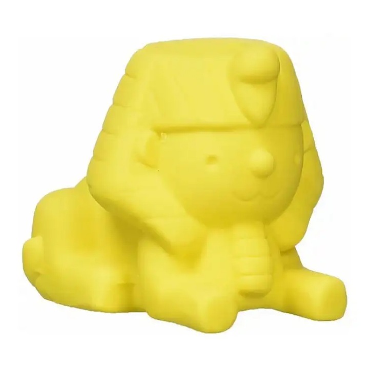 Jucarie pentru caini cu sunet - sfinx din latex ecologic, galben, seria „Minunile Lumii” - Japan Premium