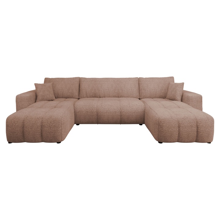 Coltar cu functie de dormit Larow U Boucle, MIRJAN 24, roz, 145x312x82 cm