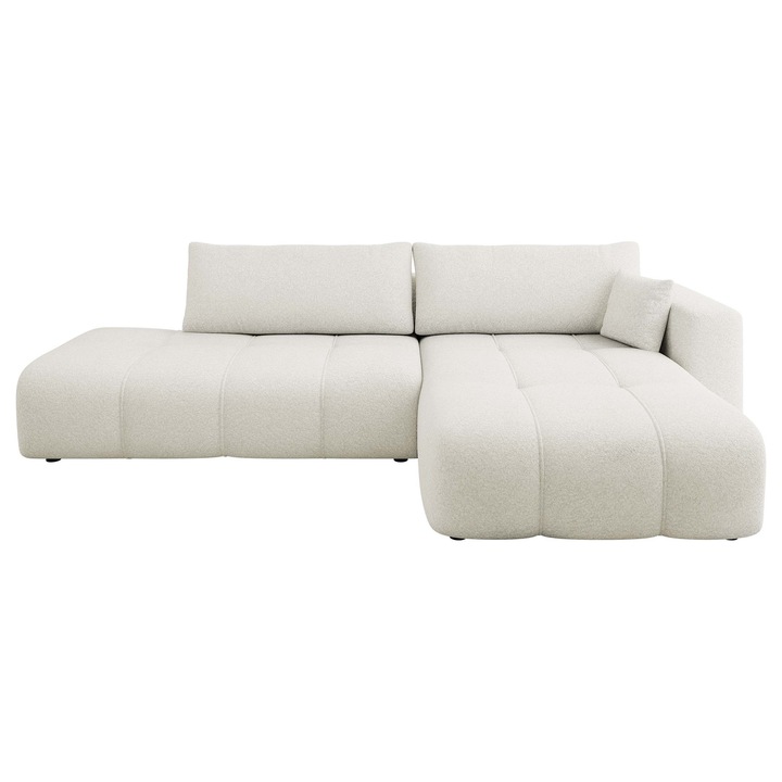 Coltar cu functie de dormit Larow O Boucle dreapta, MIRJAN 24, crem, 145x262x82 cm