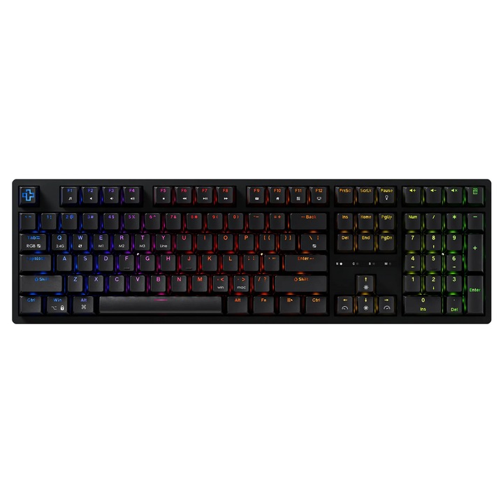 QwertyKey H100 Neagra liniar Bluetooth Wireless Hotswap RGB Tastatura Mecanica Gaming