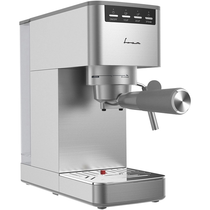 Espressor manual FRAM FEM-D15SS, 1350 W, 15 Bar, rezervor de apa detasabil 1.2 L,Carcasa Inox