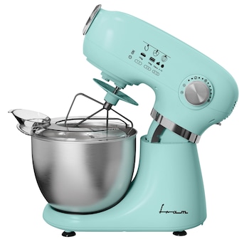Mixer planetar cu bol FRAM FPM-D1010GR, 1000W, 12 viteze si functie Pulse, Angrenaj metalic, Bol inox 5l, Accesorii: tel inox, carlig si paleta aluminiu turnat, Verde