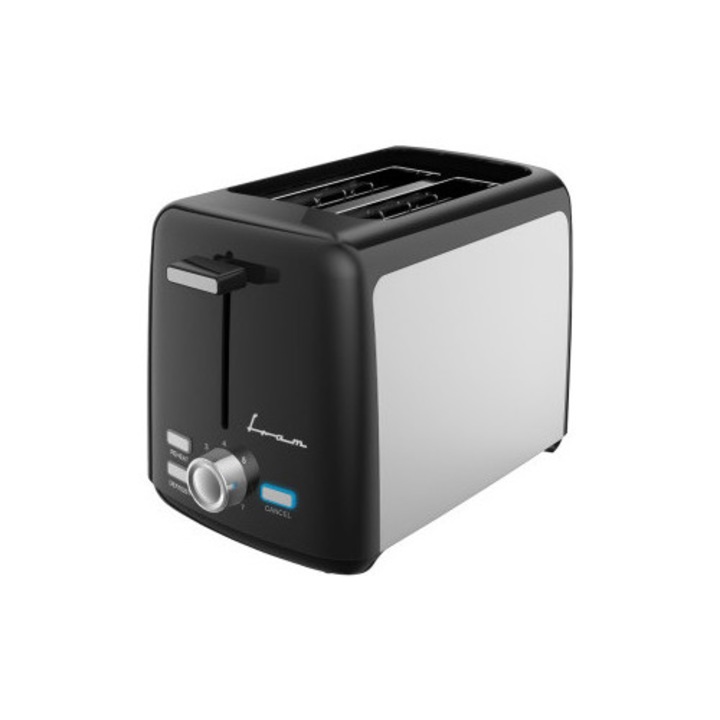 FRAM FTP-800SSBK kenyérpirító, 800 W, 2 szeletes, 7 pirítási fokozat, kivehető morzsatálca, fekete