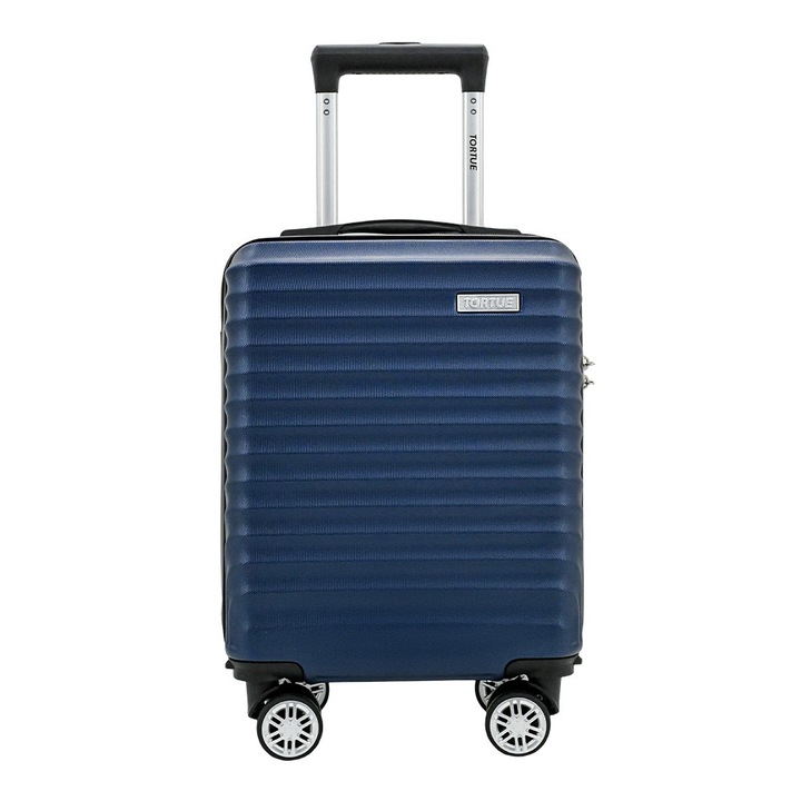 TORTUE куфари за кабина, 40x30x20cm, телескопична дръжка с дължина 103 см, шифър, свалящ се багаж с 4 безшумни колела на 360°, ABS, устойчив, 4 отделения с джобове, LINE, 2.1кг, морско синьо