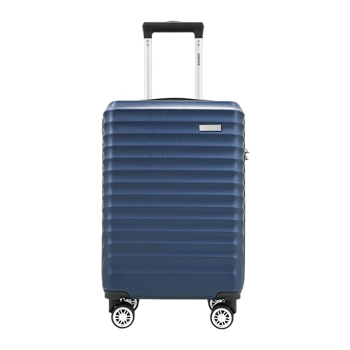 TORTUE Ръчен багаж, 55x35x20см, 103 см дълга телескопична дръжка, Шифър, Свалящ се багаж с 4 безшумни 360 ° колела, ABS, Издръжлив, 4 отделения с джобове, 2.3кг, тъмносин