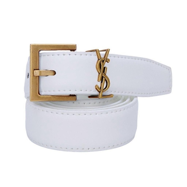 Női öv, fehér, arany csattal, 100