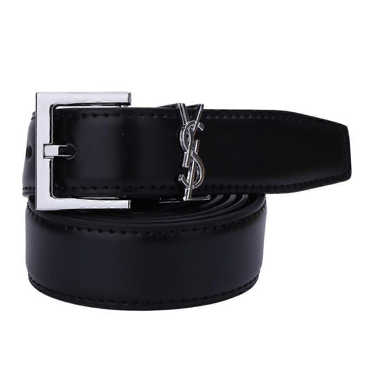 Női öv, fekete, ezüst csattal, 105