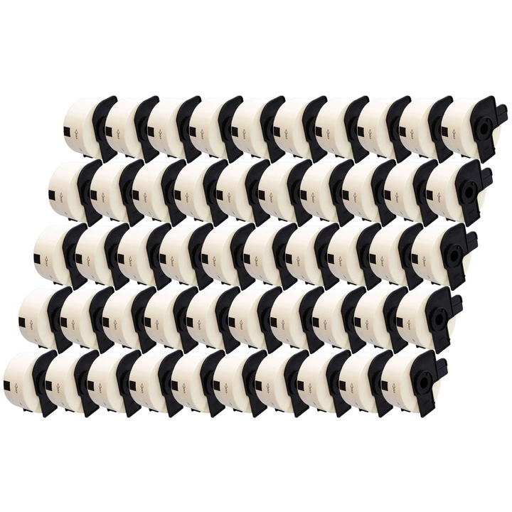 Kit de 50 Role Etichete Adezive DK11208 Alb, Discontinua 38mmX90mm, Suport Plastic Inclus, Compatibile Brother P-Touch QL1000 1050 1060, QL 500, QL 550, QL 560, QL 550 / QL 560, QL 570, QL 580 QL 650 TD, QL 700, QL 710 W, QL 720 NW