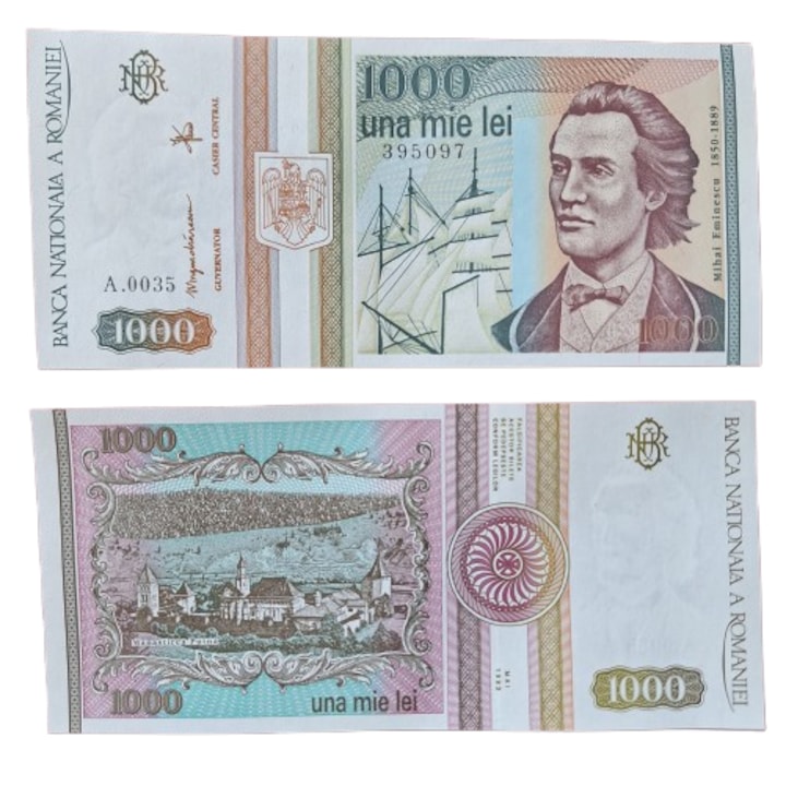 Bancnota Romania, 1000 Lei 1993, necirculata, Mihai Eminescu