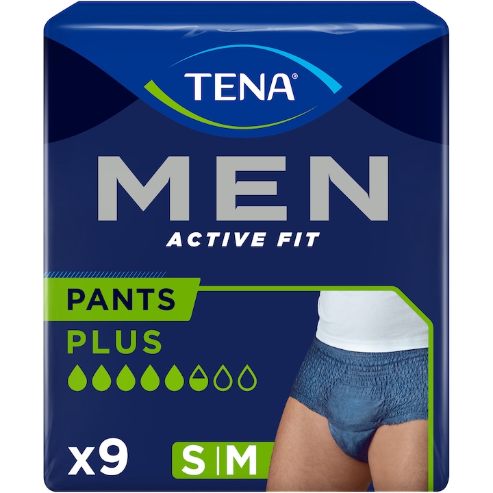 Chilot pentru incontinenta adulti Tena Men Pants Plus, marime S/M, 9 bucati