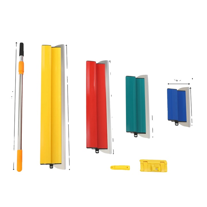 Set stergatoare geam, telescopic, dimensiuni multiple lame, galben, 80x130cm