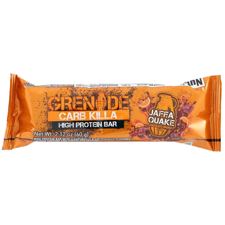 Baton proteic GNC Grenade Carb Killa, cu aroma de portocale, 60 g