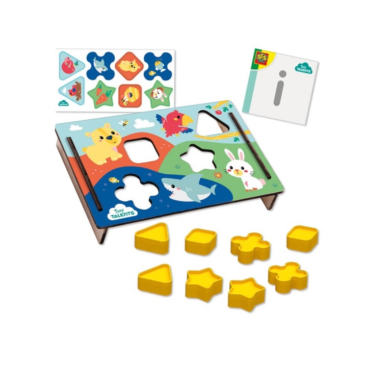 Set educativ sortator din lemn cu 8 forme plastic