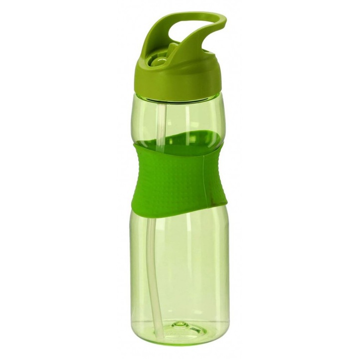 Szívószálas műanyag kulacs 730 ml - zöld színben