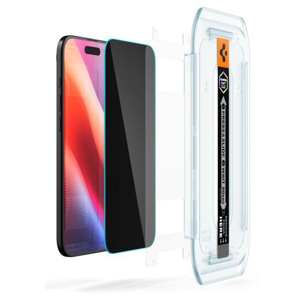 Pachet 2 x Folie Sticla Privacy Spigen Pentru iPhone 17 Air, Aplicator Inclus, Montaj Rapid Fara Bule, AntiSpy